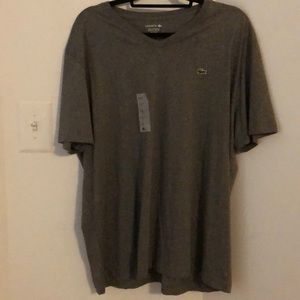 Lacoste Grey V Neck Pima Cotton XXL T Shirt NEW